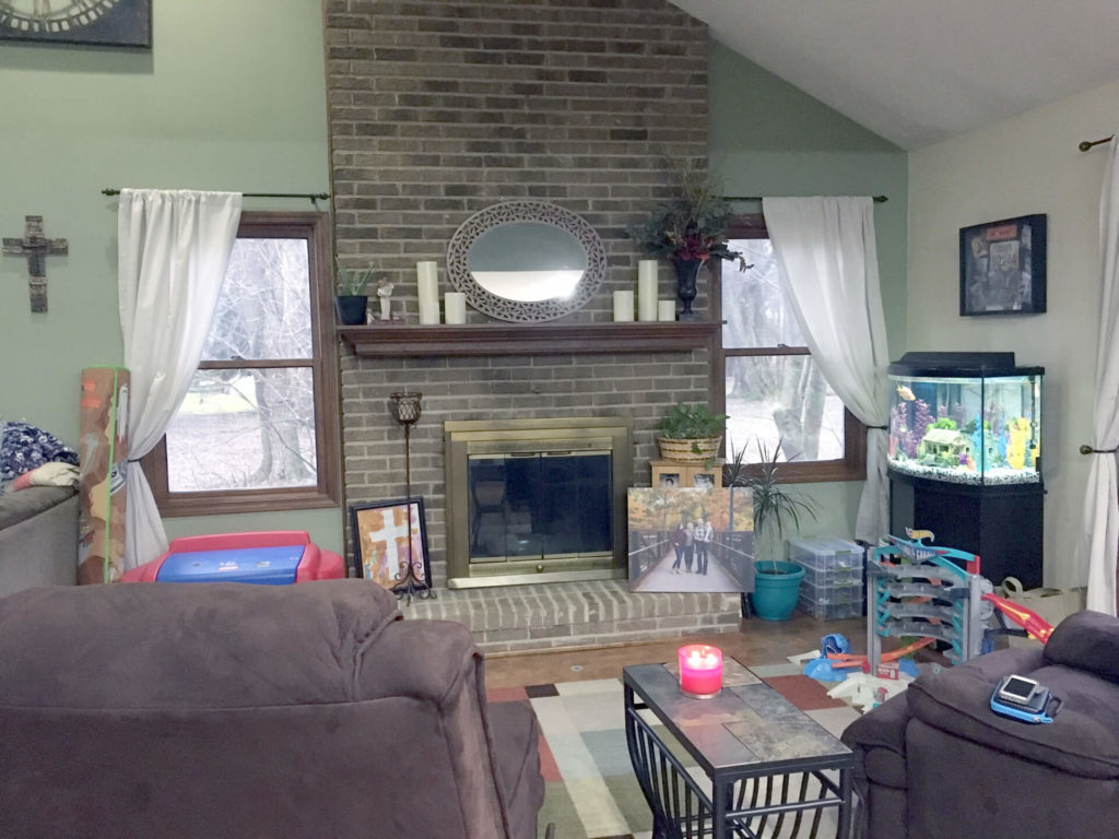 Fireplace Area Before Lindsey Putzier Design Studio Ohio