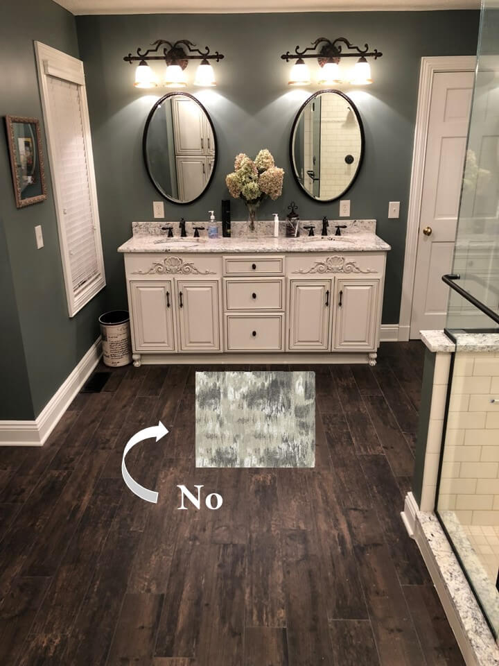 A declined digitally tested Bathroom Area Rug option Lindsey Putzier Design Studio