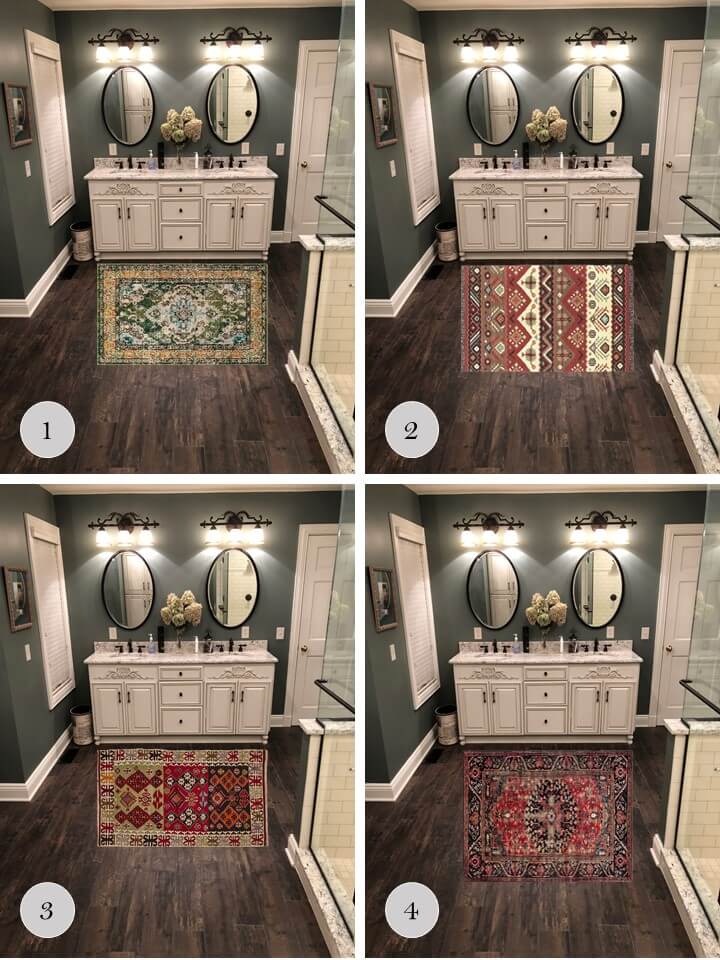 Digitally testing different options for Bathroom Area Rug Lindsey Putzier Design Studio