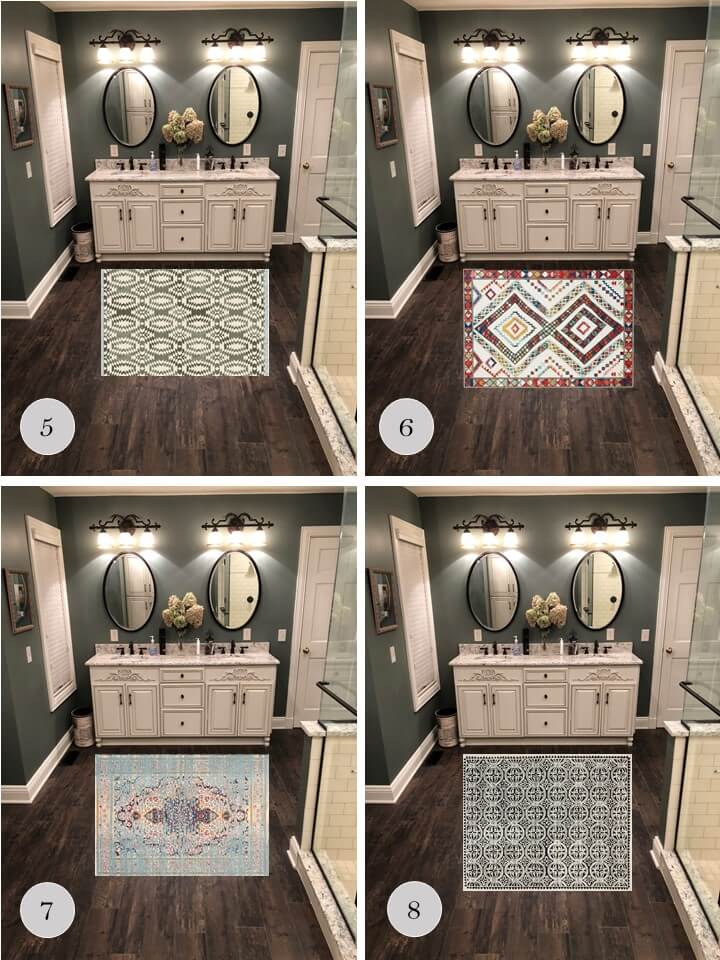 Digitally testing different options for Bathroom Area Rug Lindsey Putzier Design Studio