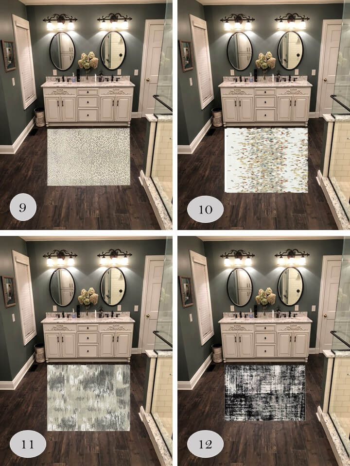 Digitally testing different options for Bathroom Area Rug Lindsey Putzier Design Studio