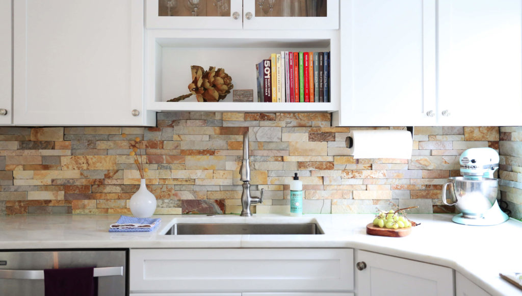 Stacked Stone Kitchen Backsplash Lindsey Putzier Design Studio