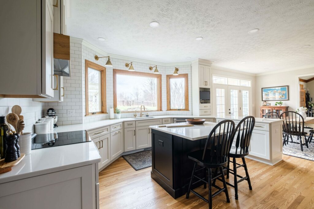 Kitchen windows in original oak stain for remodel Lindsey Putzier Design Studio