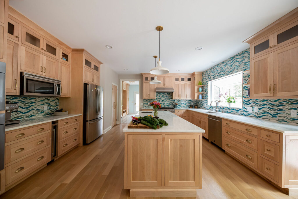 Kitchen makeover with Hudson Valley Lighting Cassidy Pendant. Solon, OH Lindsey Putzier Design Studio