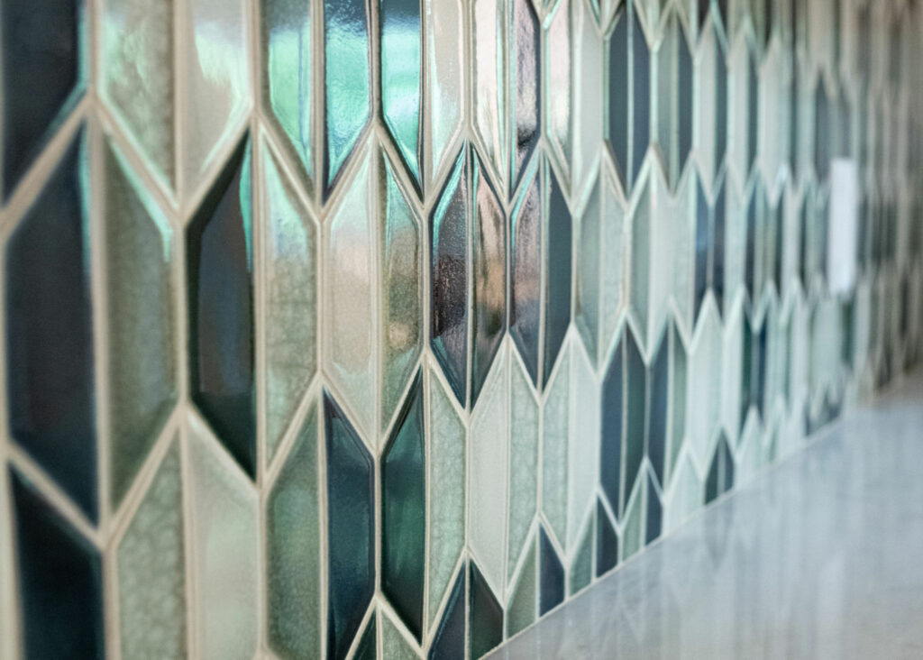 Close-up of Butler's Pantry backsplash in Kitchen Remodel. Lindsey Putzier Design Studio Solon, OH