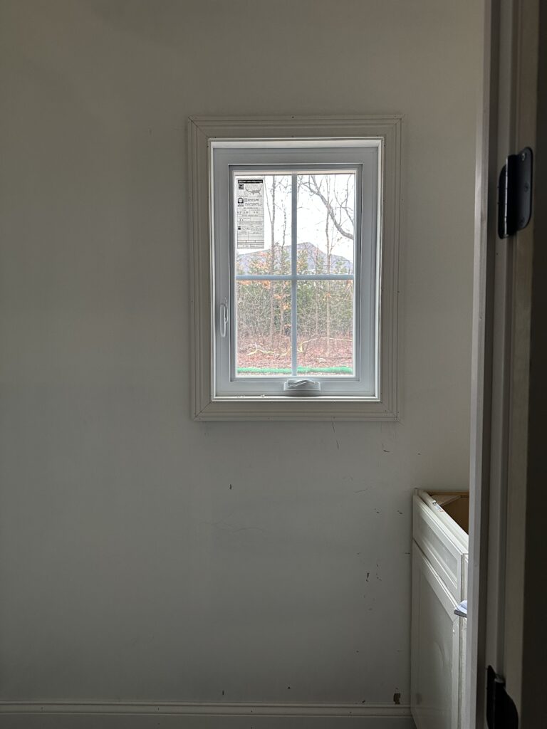 Before of the powder room in Chagrin Falls Ohio new build. Interior design Lindsey Putzier 