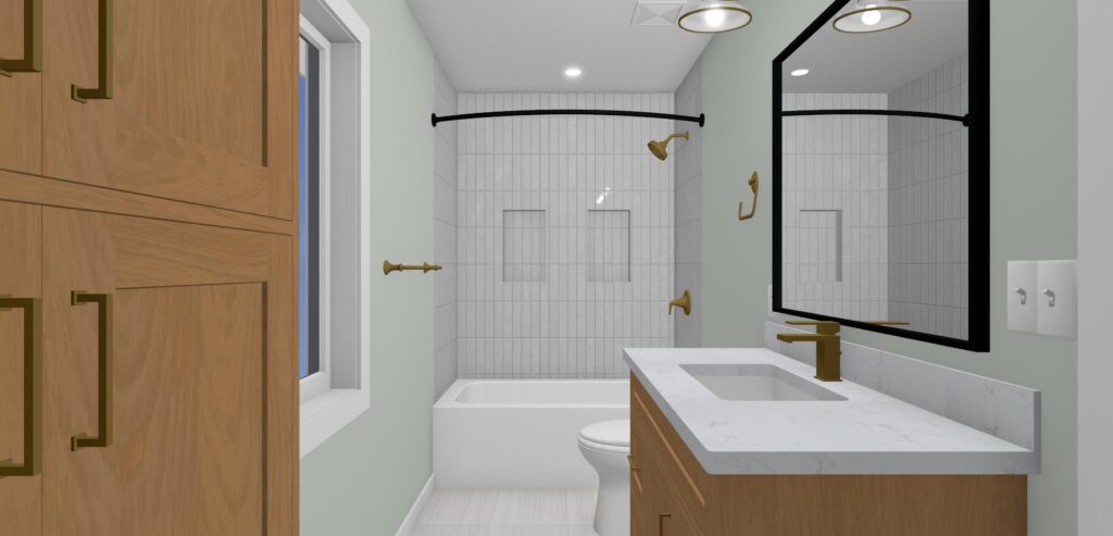 Renderings of the kids bathroom in Hudson Ohio, Lindsey Putzier interior design 