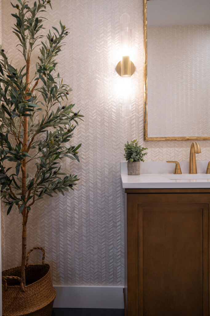 Updated office bathroom, Cuyahoga Falls Ohio. Lindsey Putzier interior design