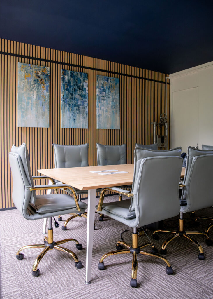 New conference table and 6 swivel rolling chairs. Cuyahoga Falls Ohio. Lindsey Putzier interior design