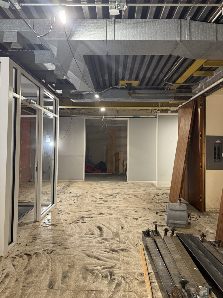 Before of the man lobby area under construction. Cuyahoga Falls Ohio. Lindsey Putzier interior design