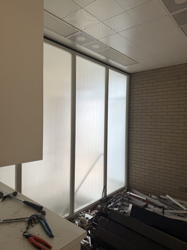 Before of the breakroom. Cuyahoga Falls Ohio. Lindsey Putzier interior design