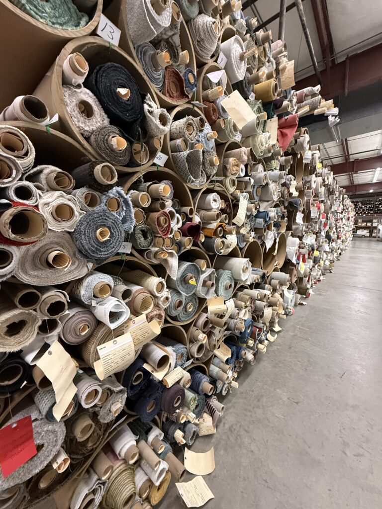 Sourcing fabric at the warehouse Hudson Ohio interior design Lindsey Putzier 