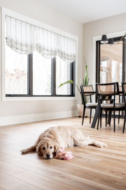 Swooping window treatments in the kitchen Hudson Ohio interior design Lindsey Putzier 