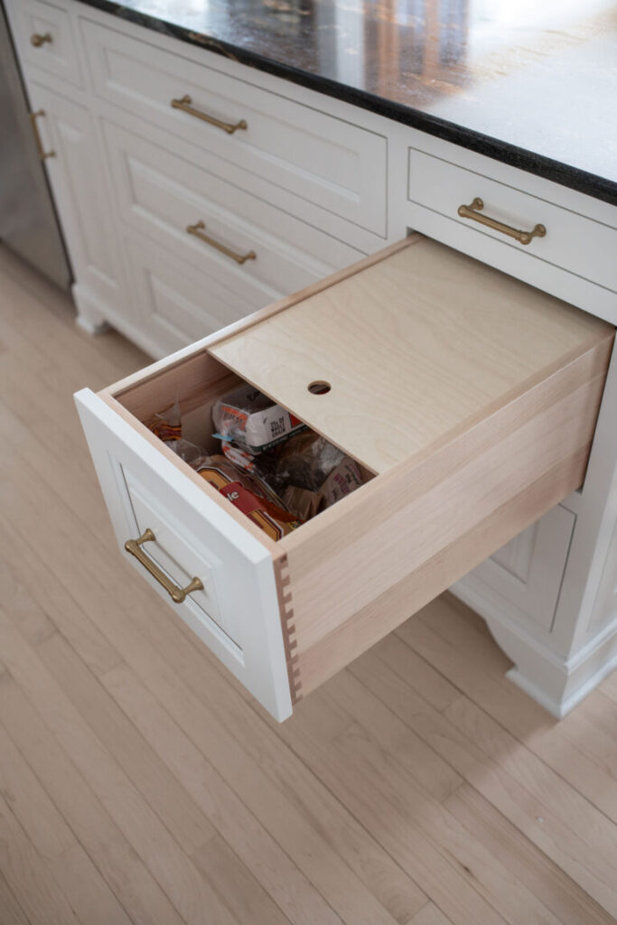 Drawer insert in the kitchen. aging in place, Hudson Ohio Lindsey Putzier interior design