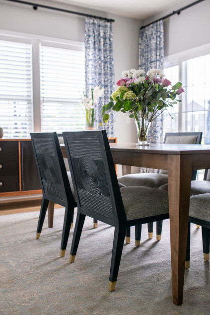 dining room with light colors. Lindsey Putzier interior design Hudson Ohio