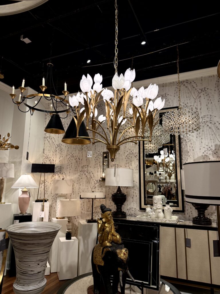 floral inspired chandelier -High Point Market, interior design trends, Lindsey Putzier Hudson Ohio
