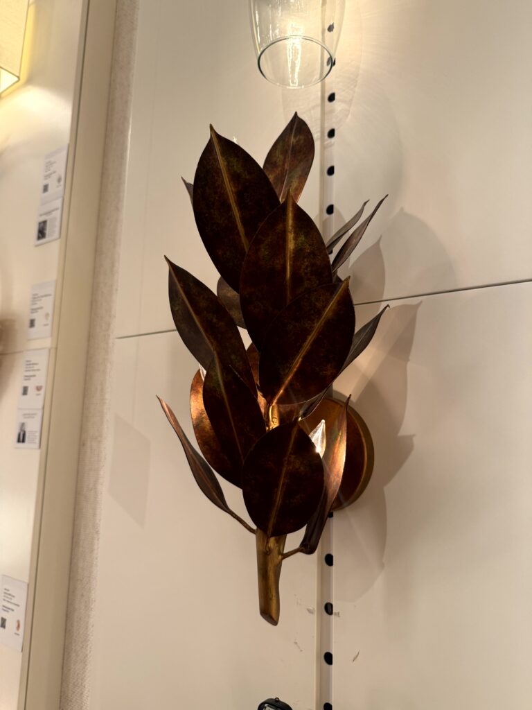 Sconce made of leaves - High Point Market, interior design trends, Lindsey Putzier Hudson Ohio
