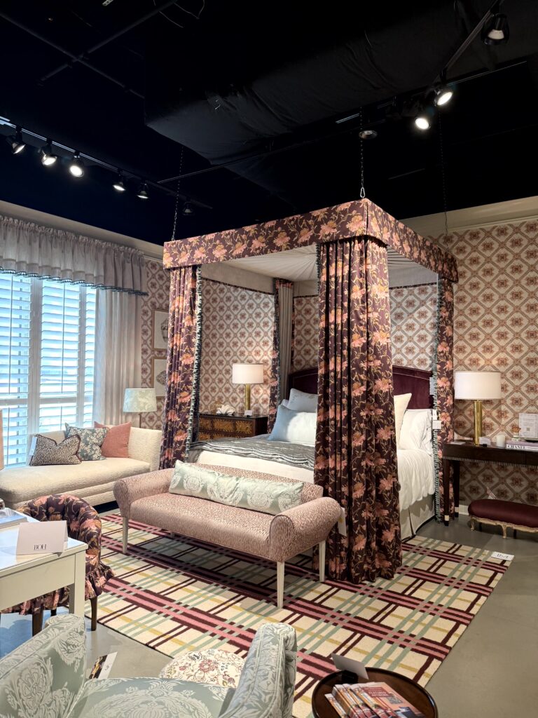 Master bedroom set with floral canopy- High Point Market, interior design trends, Lindsey Putzier Hudson Ohio