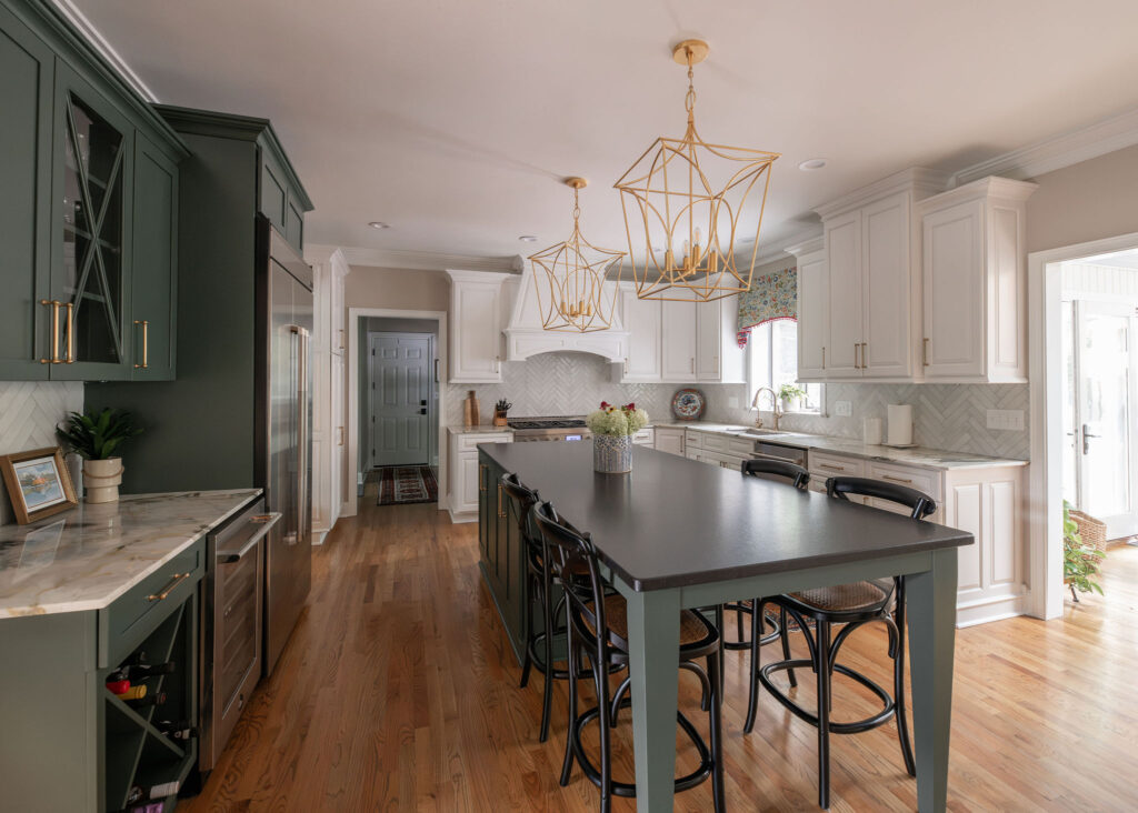 Kitchen in Hudson, Ohio home with updated cabinetry, countertops, and fixtures. Lindsey Putzier interior design 